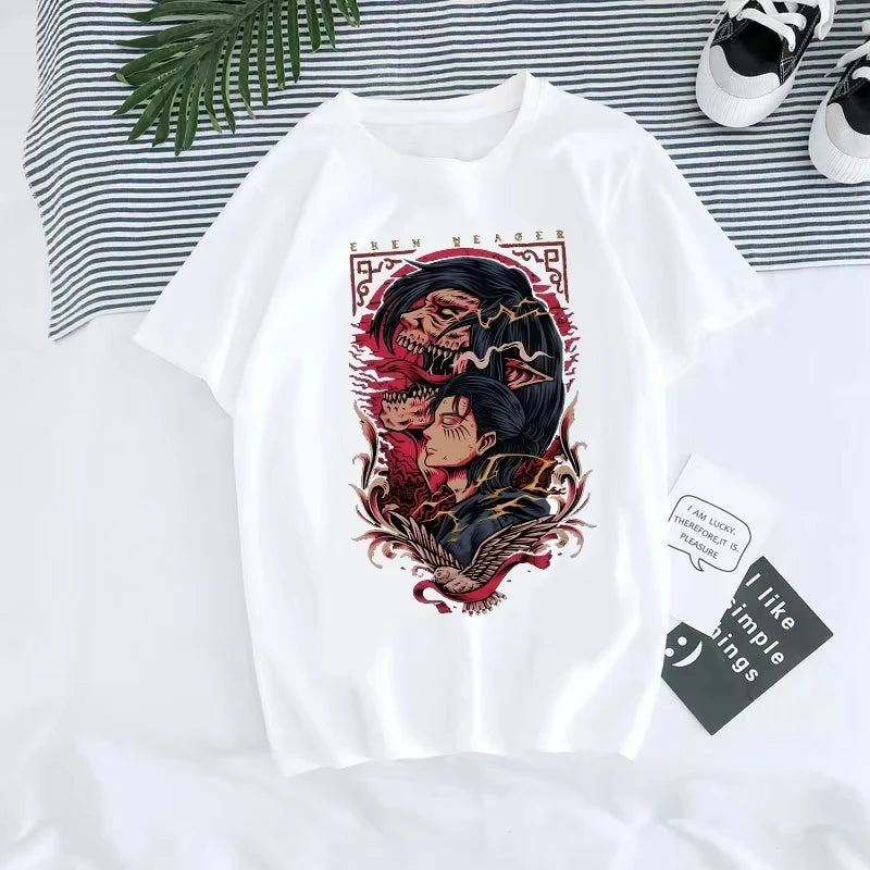 Japanese Anime  Men T-shirt Women Attack on Titan T Shirt Unisex Cartoon Titans Attack Graphic Harajuku Summer Kid T-shirt T2K