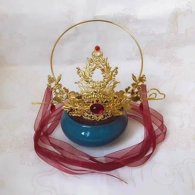 Heavenly Officials Bless Crown Prince Joy God Yue Shen's Wedding Dress Hair Crown Xie Lian Hair Crown Cosplay Han Fu Halloween