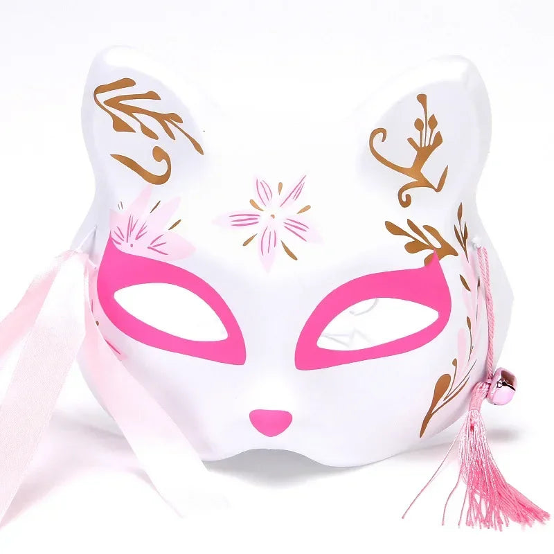 Fox Mask Japanese Cosplay Mask Half Face PVC Kabuki Kitsune Masks Masquerade Anime Cosplay Cat Mask Rave Festivals Party Props