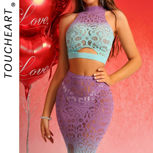 Toucheart Gradient Color Fishnet Bodysuit Women Hollow Out Sexy Lingerie Rainbow Bodystocking Mesh Perspective Erotic Underwear