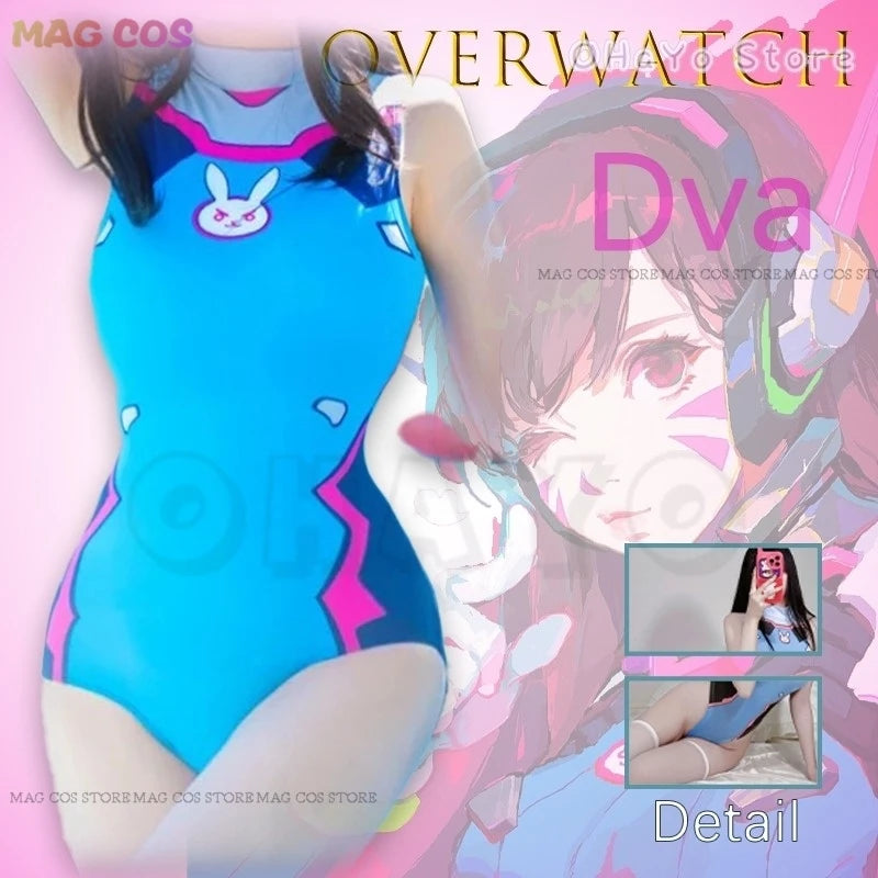 Swimsuit Cosplay Costume Anime Overwatch DVa Game Mech Pilot Gamer Lingerie Role Play Gift for Couple