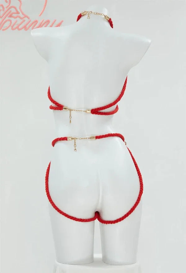 Mobbunny Women's Lingerie Accessory Red Rope Body Chain Bondage Cosplay Accessory