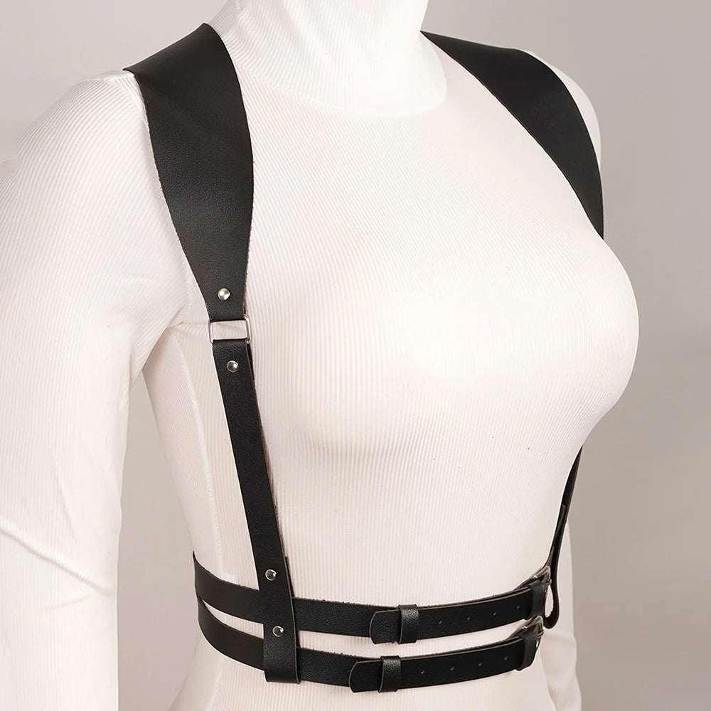 Women Fashion Leather Harness Waist Belt Pu Leather Harness Corset Suspenders for Women Goth Harness Women Clothing Accessories