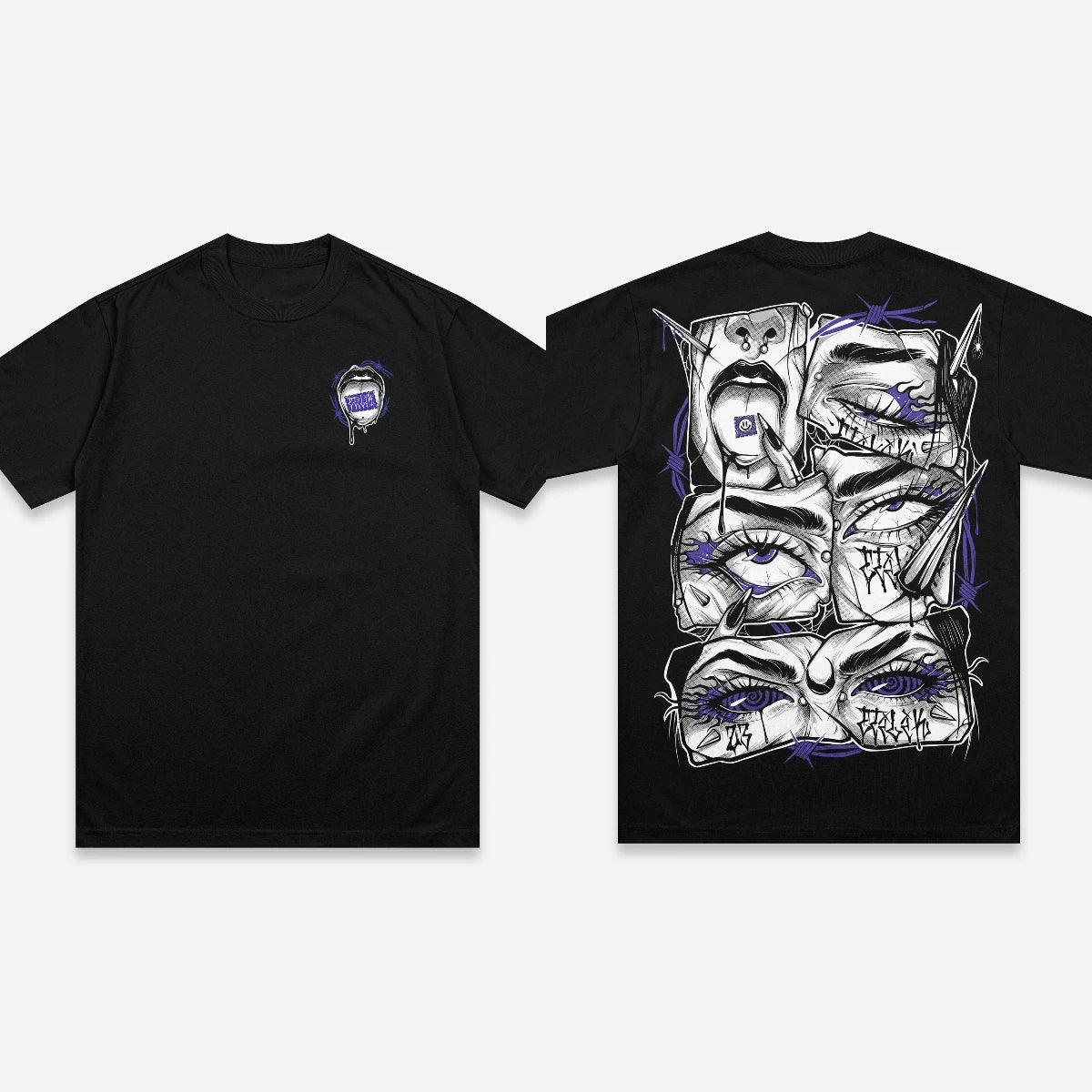 Hip Hop Street Punk Men's T-shirt Pray for The Rave Overszied Graphics Tee Heavy Cotton Gothic Dark Short Sleeves Men's Clothing