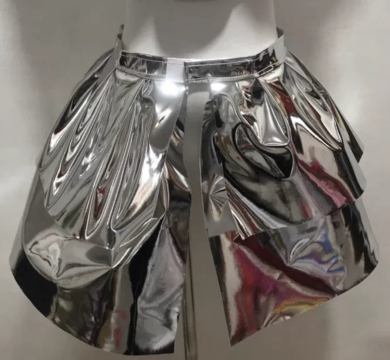 ASHBURN™ “SIREN PROTOCOL” Command Set – Gloss Bra Top + Mini Skirt + Obsidian Armor Jacket (3-Piece Ritual Ensemble)