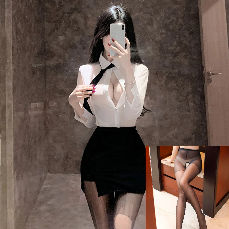 Sexy Lingerie Erotic Miss Secretary Cosplay Costume Women Teacher Mini Skirt Office Uniform Temptation Actress Flirt Sex Uniform