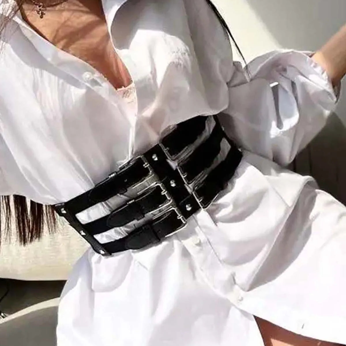 Women Fashion Leather multilayer Waist Belt Tie Punk Cool Belts Women Waistband Gothic Harajuku decorative Clothing Accessorie