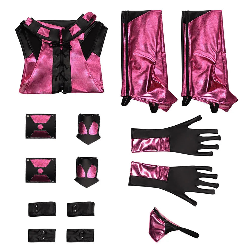 Mileena Cosplay Sexy Jumpsuit Legcover Anime Game Mortal Kombat Costume Women Girls Halloween Party Clothes For Ladies Role Play