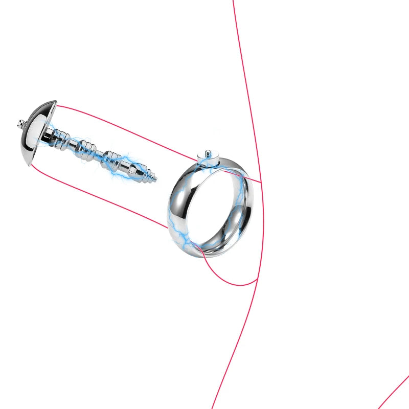 Metal Cock Ring Men Set Urethra Shock Stimulator Medical Fetishism 6/8mm Penis Plug Electric Bdsm Cbt Electro Shock Therapy