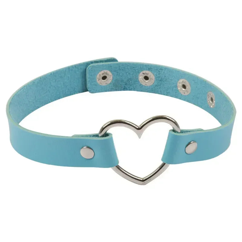 Sexy PU Leather Peach Heart Chain Collar BDSM Bondage Slave Body Harness Necklace Sex Toys for Couple Game