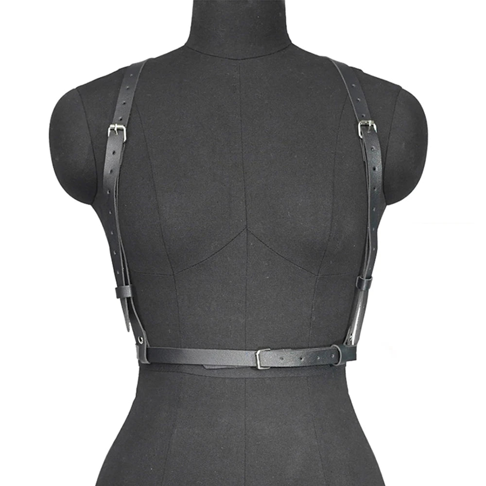 Fashion Leather Harness Belts for Women Shaping Chest Harness Waist Corset Belt Suspenders Body Harness Goth Clothing Accessorie