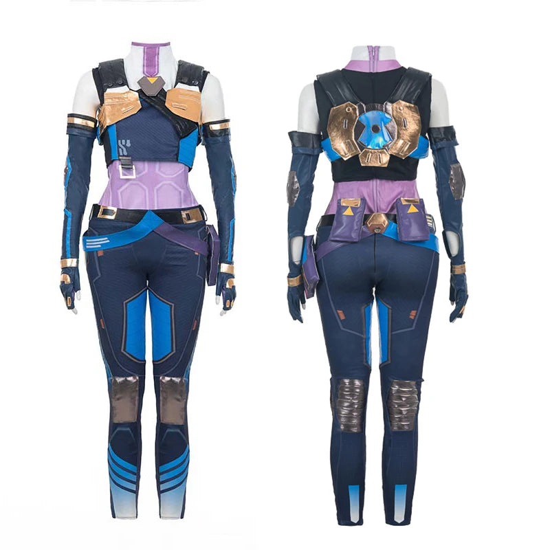 ROLECOS Neon Cosplay Costume Game Valorant Neon Cosplay Costume Blue Women Combat Uniform Halloween Party Outfit Full Set