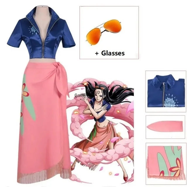 Anime Cosplay Costume Dress Outfits Nico Robin Cosplay Costume Glasses Party Wig Suit Costumes For Girl Halloween Carnival Suit