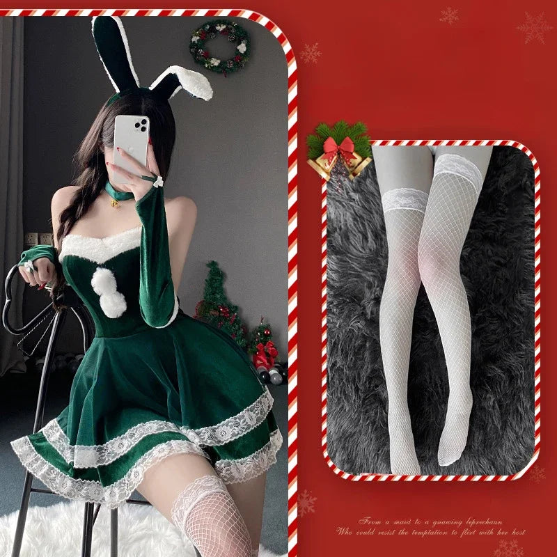 Christmas Sexy Lingerie Dress Sweet Bunny Girl Costume Rabbit Woman Set Cosplay Costume Role Play Uniform Stage Performance Set