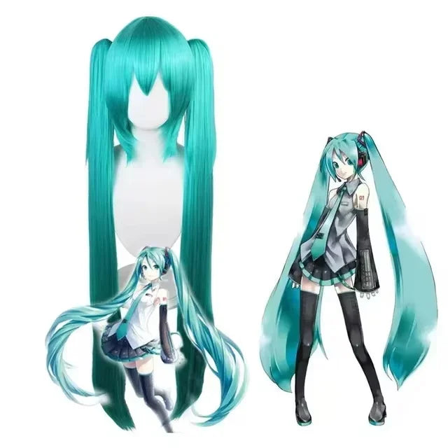 Miku Cosplay Silver Leather Fabric Suit Hatsune Miku Cosplay Headwear Costume JK Sailor Dress High School Halloween Uniform Wig