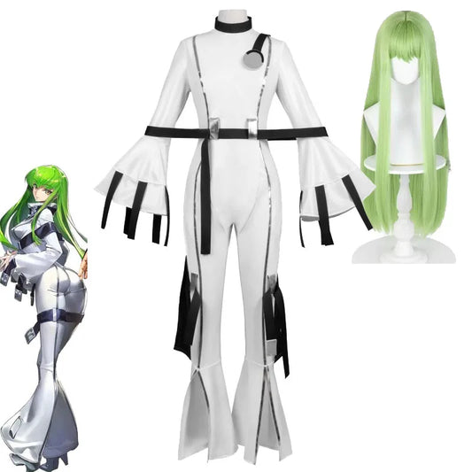 2025 Code Geass CC Cosplay Costume And Wigs Lelouch Of The Rebellion C.C. Jumpsuits Hangyaku No Lelouch Queen CC Straitjacket