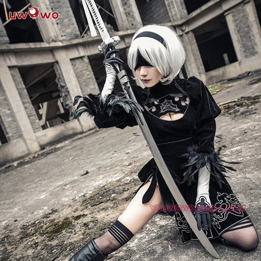 IN STOCK UWOWO Nierr:Automataa Yorhaa 2B Cosplay Game Costume Luxurious No.2 Type B Base 2B New Custom-Made Halloween Costumes