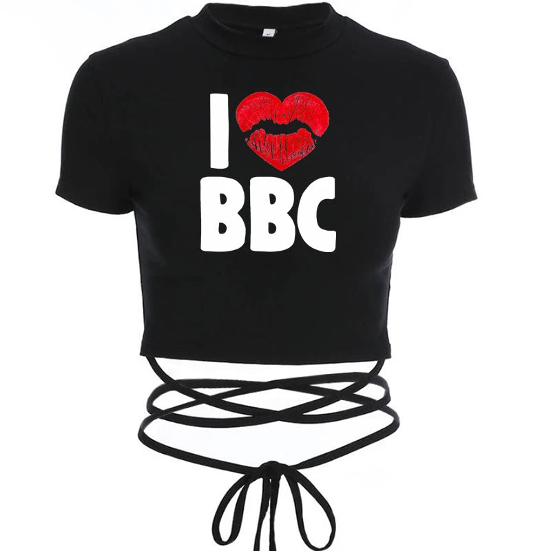 Queen of Spade BBC ONLY Summer Women Black Short T-Shirts Ladies Sexy Crop Tops Short Sleeve Bandage Tee Tops Female Shirts