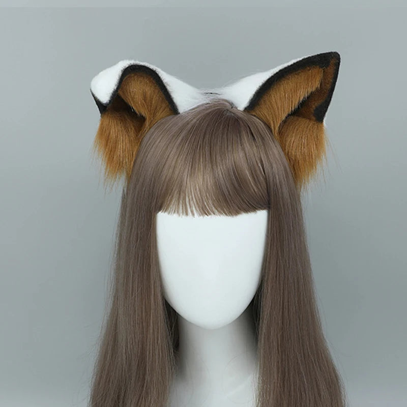Archi Handwork Animal Border Collie Furry Headband Tail Plush Dog Ears Headwear Fursuit Animaris Cosplay Performance Props