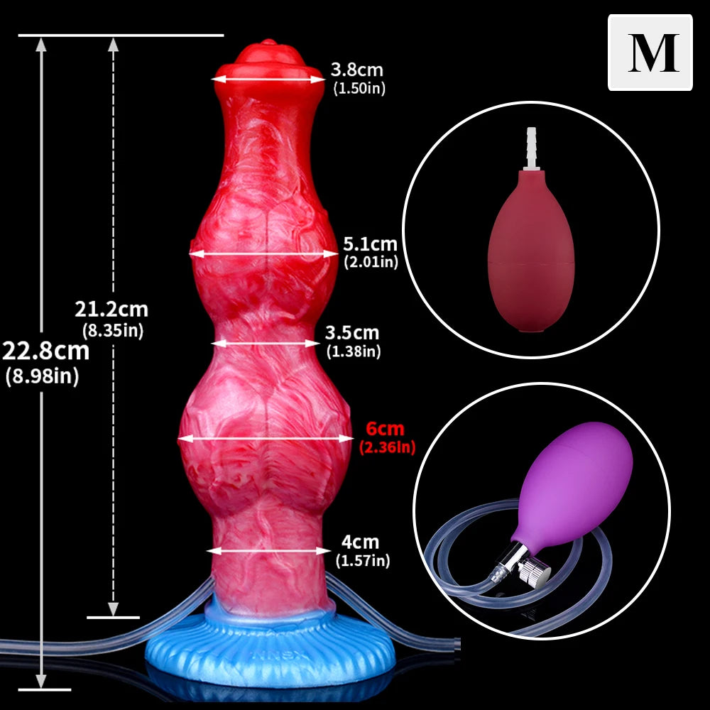 ASHBURN Knot Inflatable Ejaculation Dildo LARGE