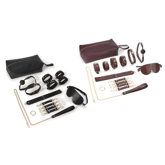 Adult Bed Game Set Safety Pu Leather Womens Mens Comfortable Bondage Romance BDSM Sexx Long Chain Mouth Ball