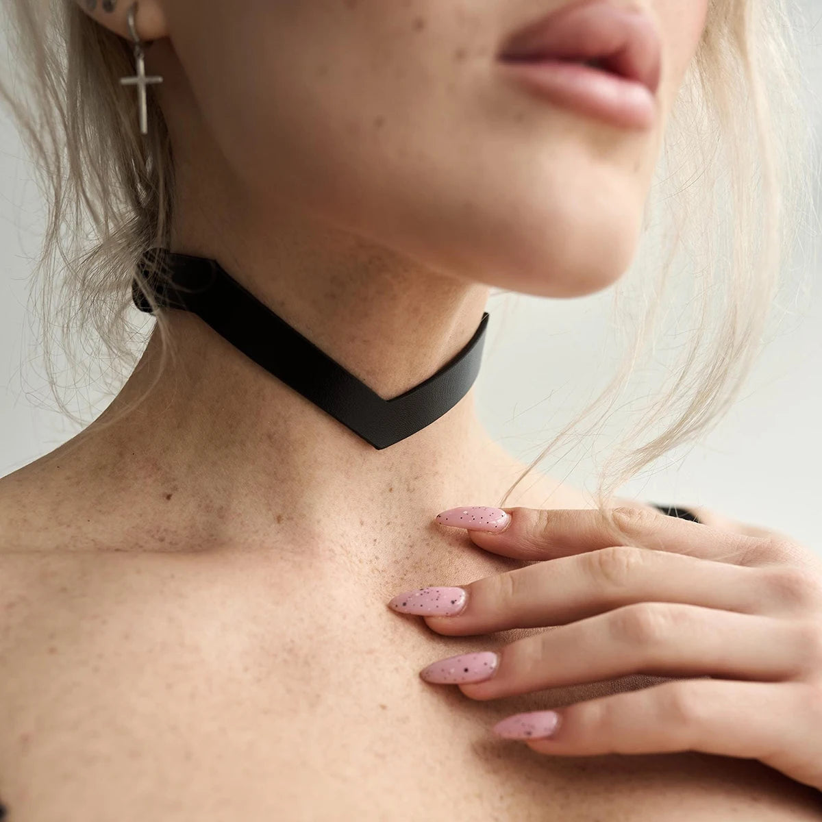 Fashion Gothic Punk Rock Women's Collar Necklace Black PU Leather Festival Cosplay Jewelry Party Costume Accessories