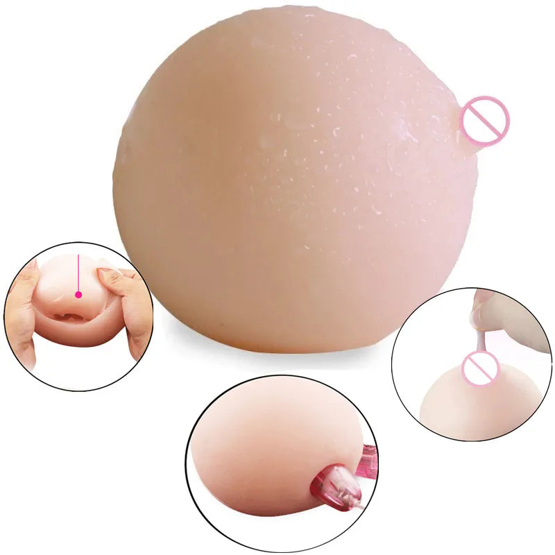 Male Masturbation Toys Fake Breasts Artificial Chest Vagina Masturbator For Men Adult Goods Stress Squeeze Ball Soft Mini Boob