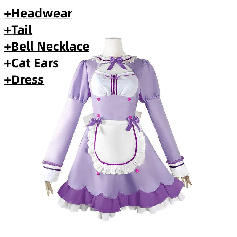 Anime Game Nekopara Chocola Vanilla Cosplay Costume Wig Maid Dress Lolita Servant Skirt Woman Sexy Kawaii Birthday Party Suit