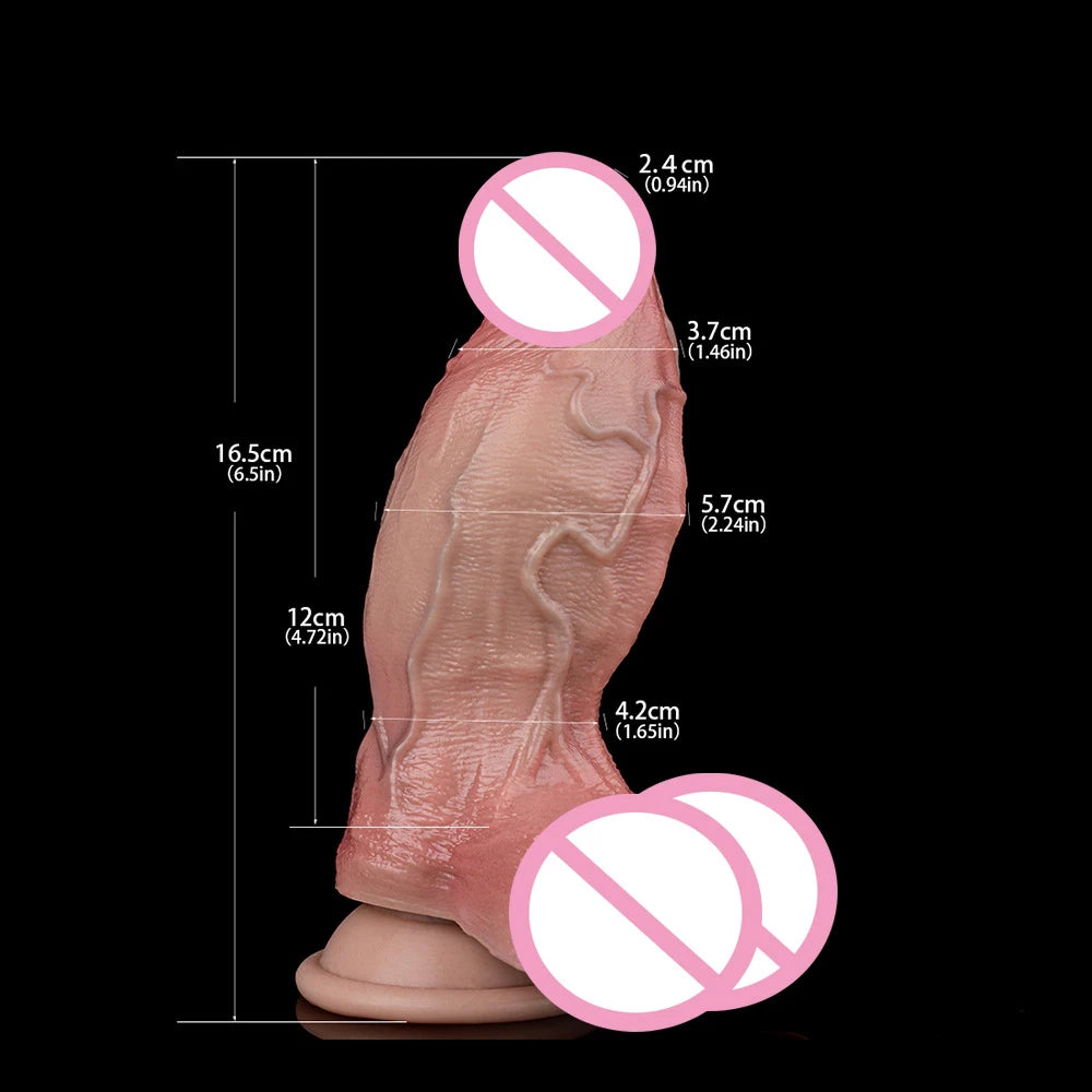 ROUGH BEAST Double Layer Soft Silicone Realistic Silicone Dildo Clitoral Vagina and Anal Stimulation with Strong Suction