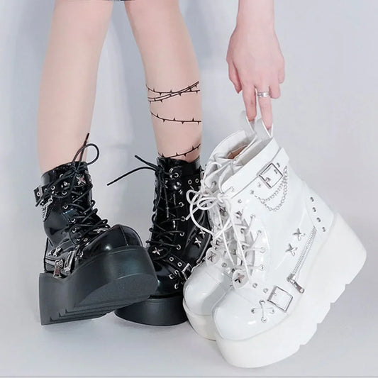 New Gothic Style Platform Vampire Cosplay Women Mid-calf Boots 2024 Winter Comfy Women Motorcycle Boots Shoes