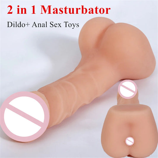 Sex Toys For Couples Realistic Dildo Penis Artificial Vaginal Anal Insert Plug 2 In 1 Male Gay Masturbation Cup Pocket Pussy Toy