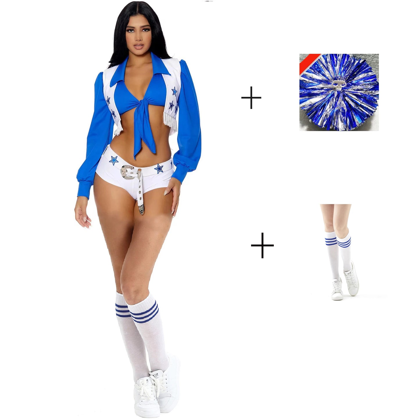 Sexy High School Gymnastics Sports Meeting Dallas Cowgirl Cheerleading Fancy Dress Halloween Party Racer Cheerleader Cosplay Cos