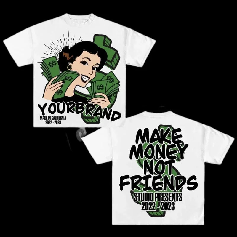 Harajuku American High Streetwear Oversized Graphic T Shirt Women Men Couple Y2k Top Hiphop Goth All Cotton Material Shirts Tops