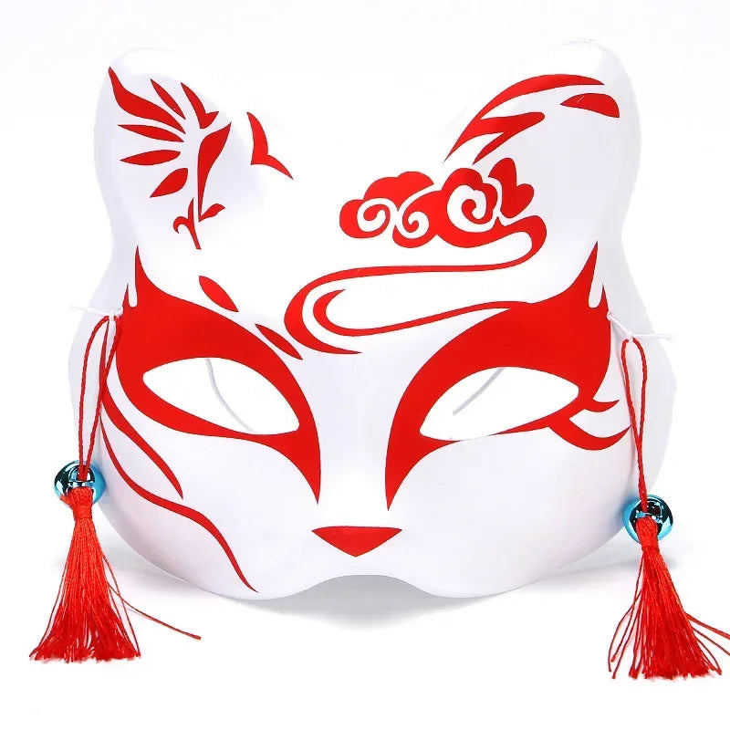 Fox Mask Japanese Cosplay Mask Half Face PVC Kabuki Kitsune Masks Masquerade Anime Cosplay Cat Mask Rave Festivals Party Props