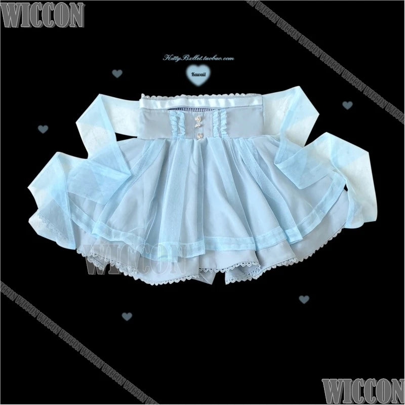 Jirai Kei Gauzy Skirt Cosplay Costume Kawaii 360-degree Hemline Skirt Sweet Cute Dress Girl Women Christmas Holloween Customized