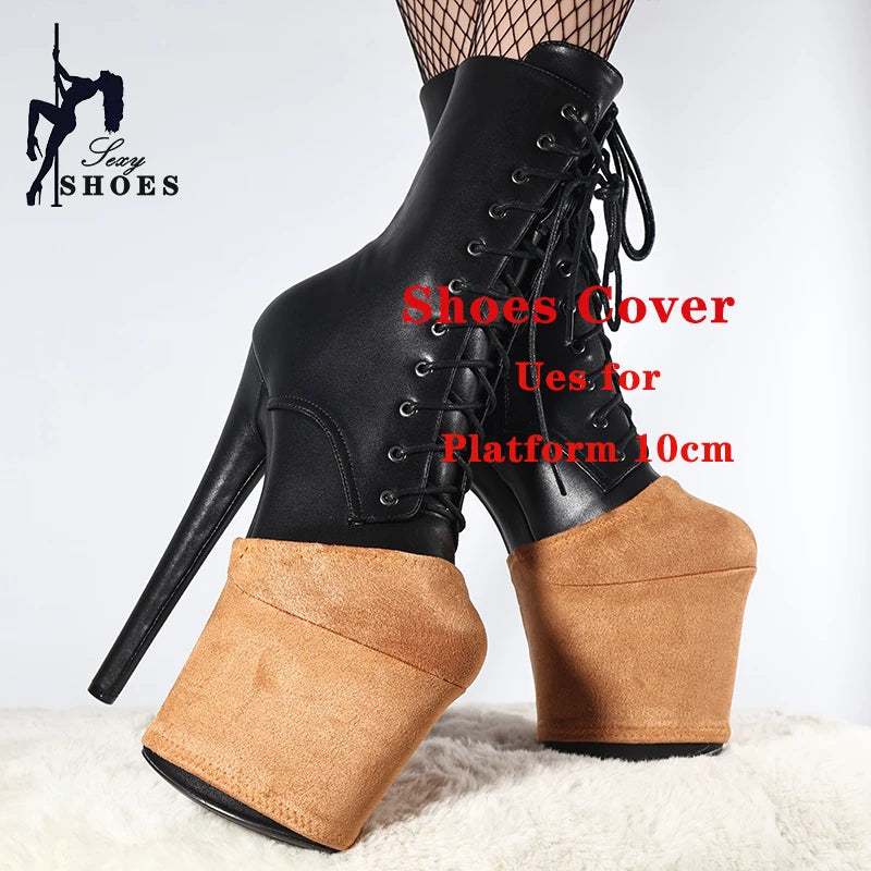 Women Pole Dance Shoes Training Protective Cover Overshoes Platform 10CM Sandals Protectors Suede Wear-Resist Boots Shoes Cover