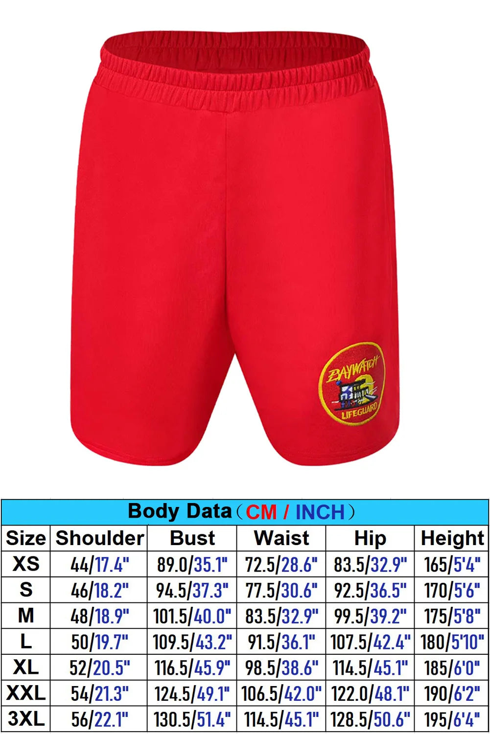 1989 TV Baywatch Costume Disguise Mitch Buchannon Cosplay Fantasy Shorts Summer Beach Wear Adult Men Roleplay Fantasia Outfits