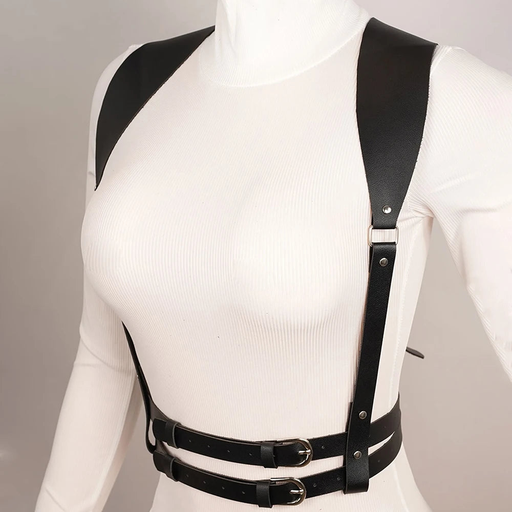 Women Fashion Leather Harness Waist Belt Pu Leather Harness Corset Suspenders for Women Goth Harness Women Clothing Accessories
