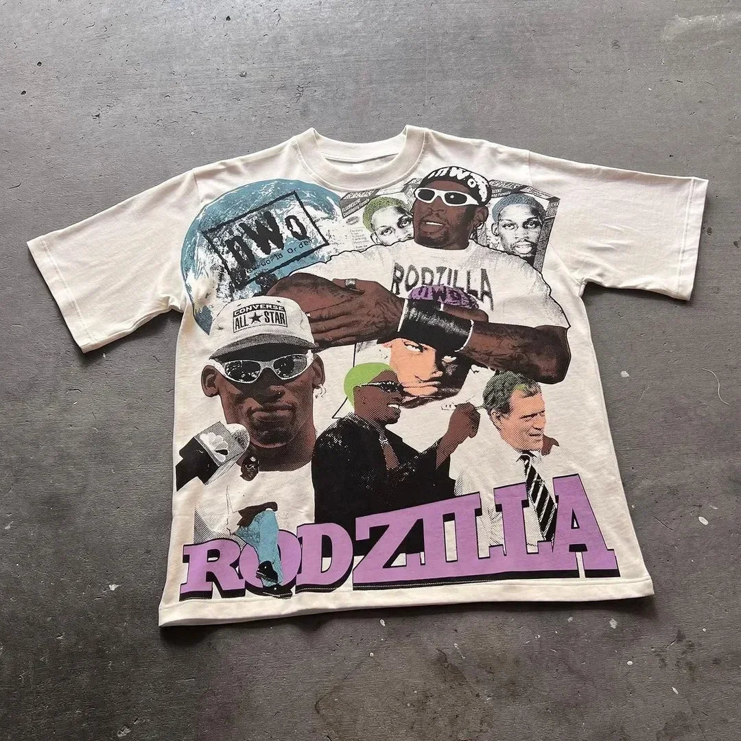 Streetwear T Shirt Y2K Clothes American Hip Hop Graphic Print Oversized TShirt Mens Womens Round Neck Cotton Short Sleeve Tops