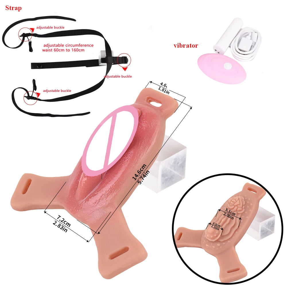 ASHBURN Wireless Control Strapon Silicone Vibrating Penetrate Sex Grinders Realistic Vagina Dildos Underwear Pad Anal Massage