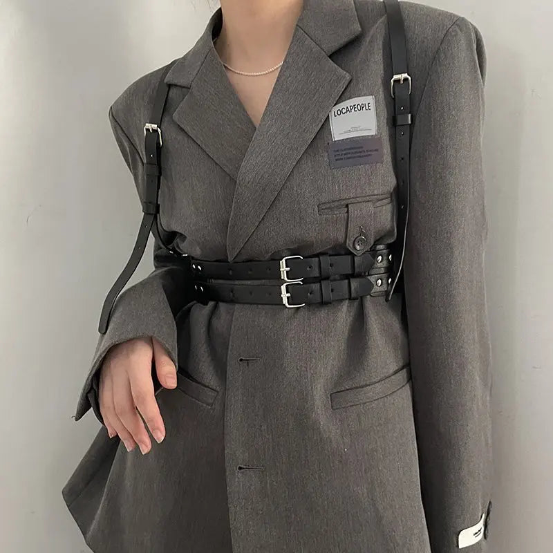 Women Fashion Leather Harness Waist Belt Gothic Suspender Woman Harness Decorative Harness Straps Punk Clothing Accessorie
