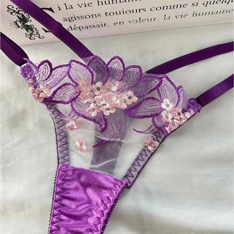 Toucheart Sexy Mesh Embroidery Underwear Set for Women Thin Push-up Anti-sagging See-through Bra Set Lace Sexy Lingerie Set New