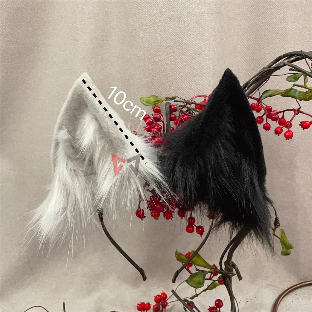 New Hand Made Work Halloween Blond Red Wolf  Wolves Ears Hairhoop Headwear Tail  Black Green Costume Accessories Custom Made