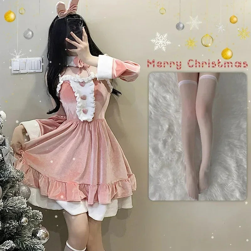 Christmas Sexy Lingerie Dress Sweet Bunny Girl Costume Rabbit Woman Set Cosplay Costume Role Play Uniform Stage Performance Set