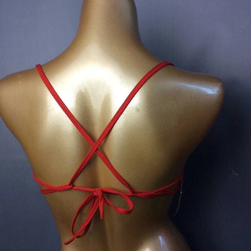 Samba Carnival Bra Rainbow Pink & RED Stone Belly dancing WIRE BRA message to order direct from Ashburn.