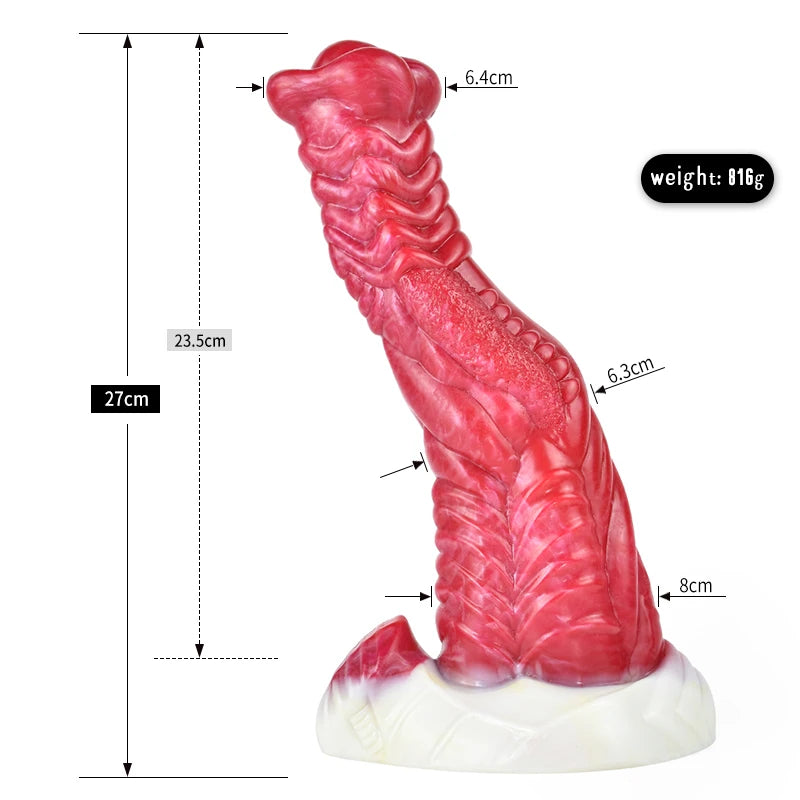 ASHBURN Fantasy Curve Scales ALIEN Dildo With Suction Cup S-M-L 10IN ALIEN Penis