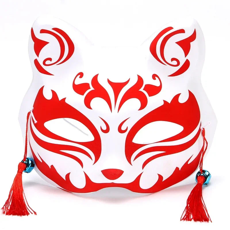 Fox Mask Japanese Cosplay Mask Half Face PVC Kabuki Kitsune Masks Masquerade Anime Cosplay Cat Mask Rave Festivals Party Props