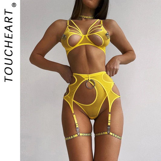 Lingerieset Dames Sexiest Bra Set Sexy Women's Underwear Woman Clothing Minimalist Bras Lingeries Sets With Garter and Stockings