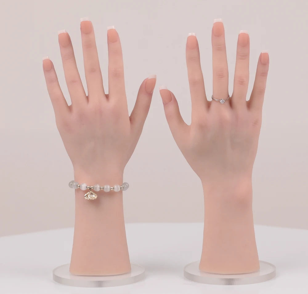 Herpinker High Quality Realistic Silicone Mannequin Hand Lifelike Soft Model Hand Display Jewelry Manicure Teaching Hand