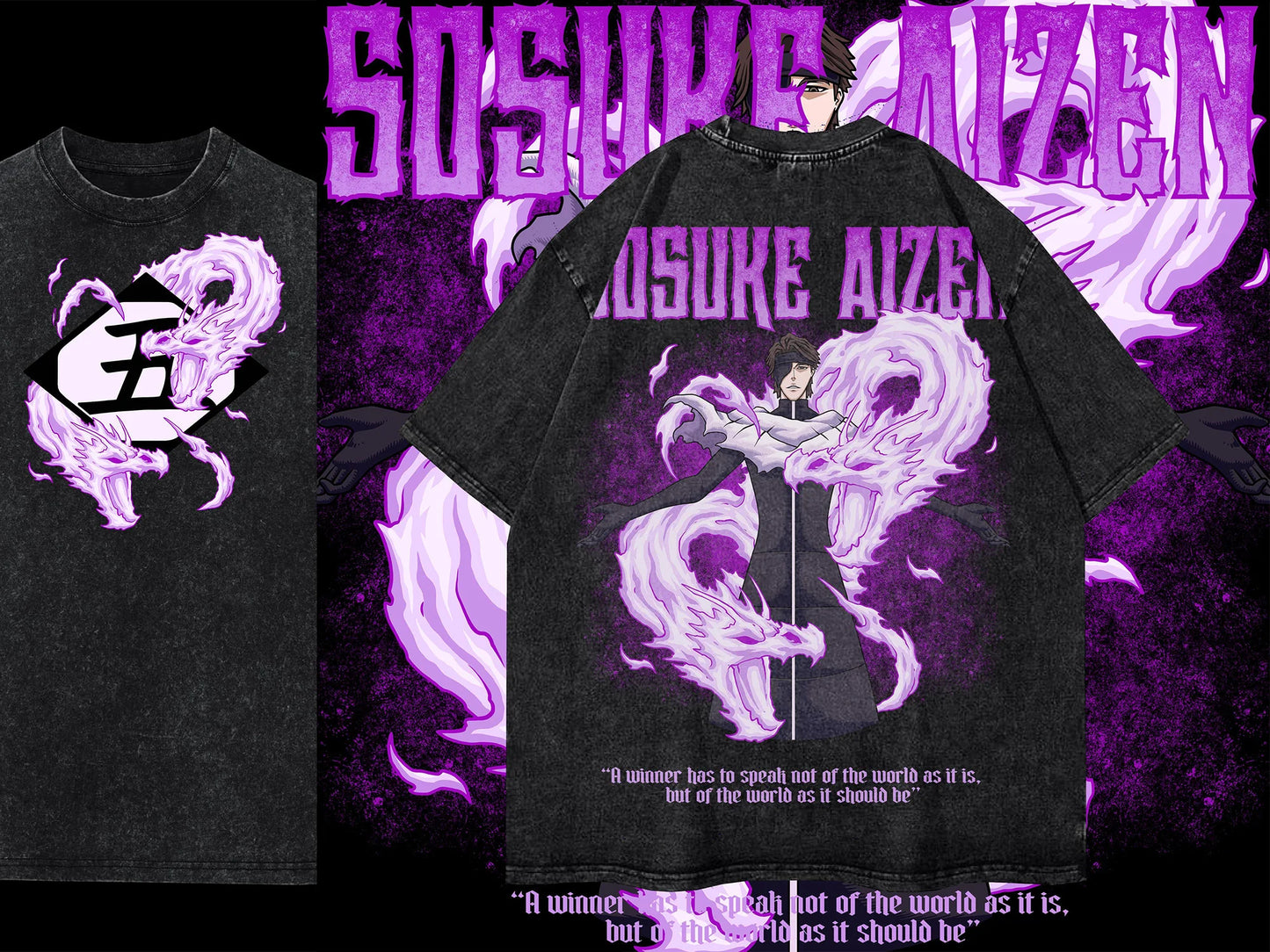 Anime Bleach T-Shirt Oversized Vintage Washed Zaraki Kenpachi T-Shirts Retro Harajuku Ichigo Rukia Tops Tees Man 100% Cotton